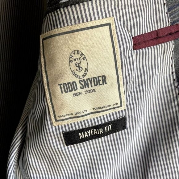 Todd Snyder Mayfair Fit Blazer Wool Sport Coat Jacket Gray Navy Grey Plaid 40R - Picture 7 of 10